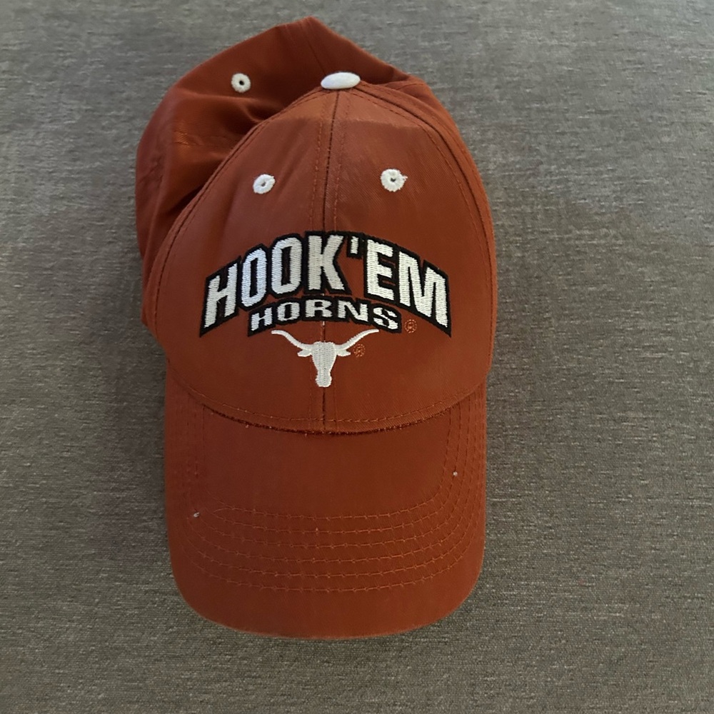 Y2K vtg University of Texas college Hook 'Em Horns Orange/black dad  hat cap
